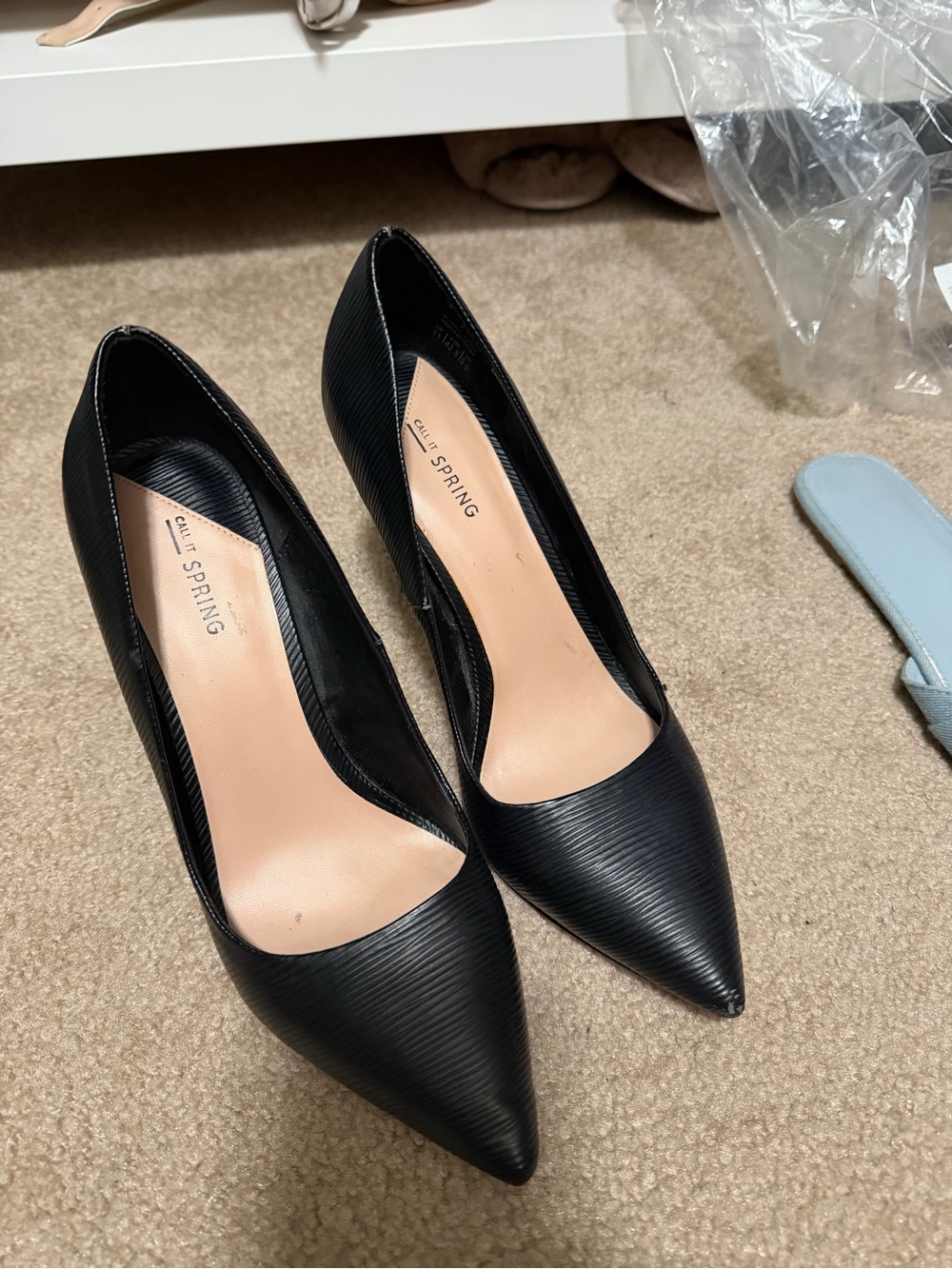 Call It Spring Black Ribbed Pointed-Toe Stiletto Pumps - Picture 2 of 5